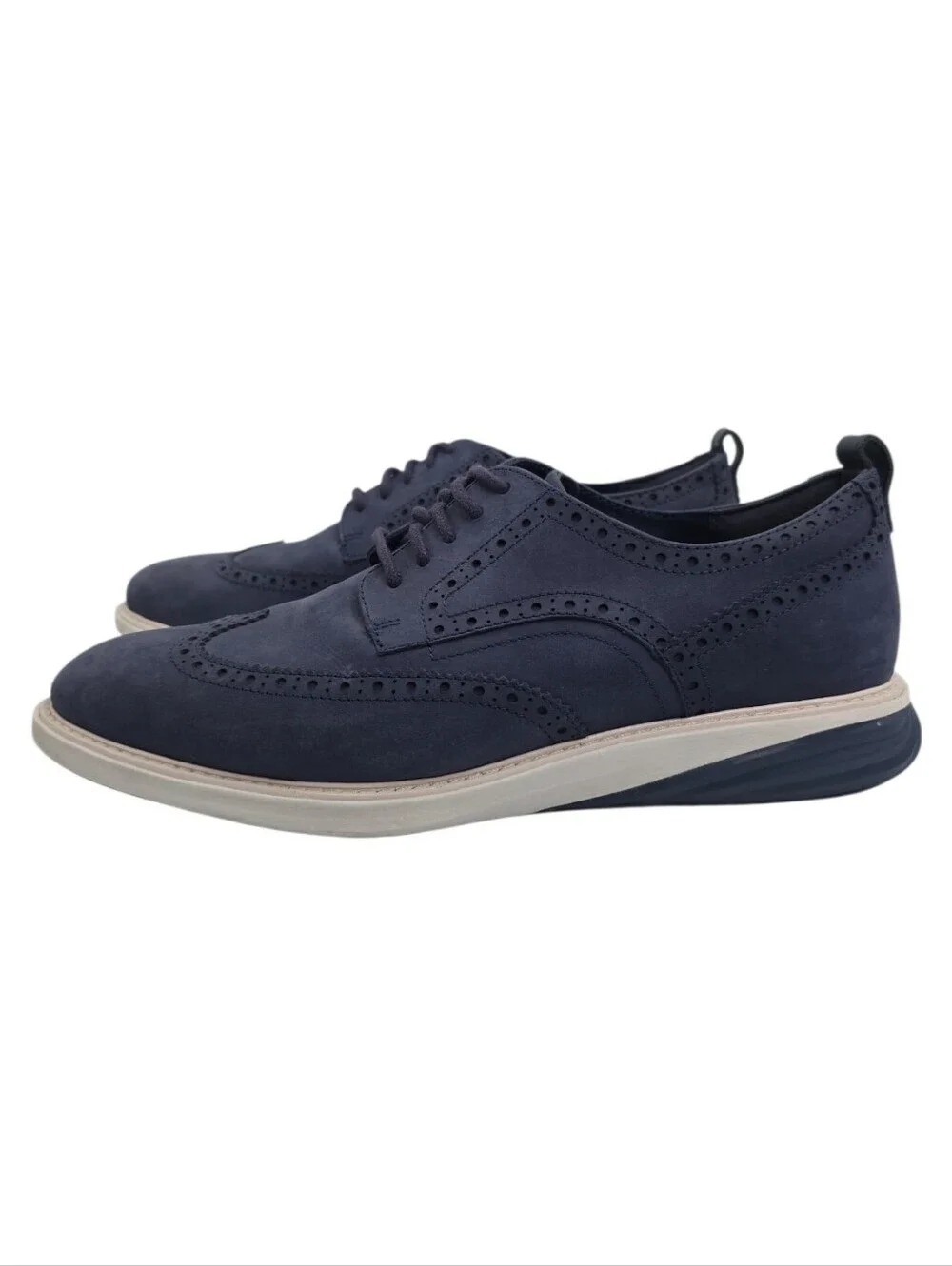 Cole Haan GrandevOlution Wingtip Navy Suede Oxford Shoes Size 10.5M
